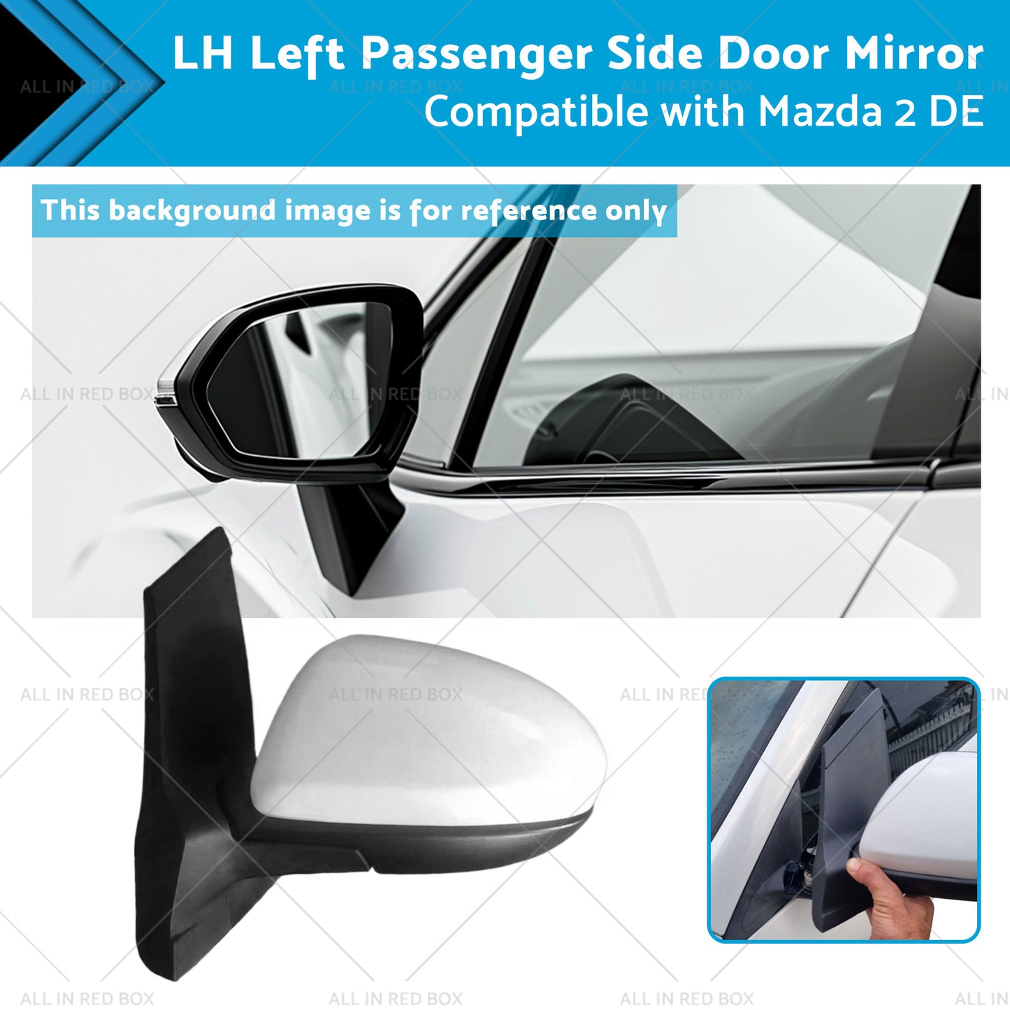 {{ LH Left Passenger Side Door Mirror Suitable for 3 Wires Mazda 2 DE 06 or 07-14 }} - Buy Car Parts Online at {{ Kaka Auto Parts }}.