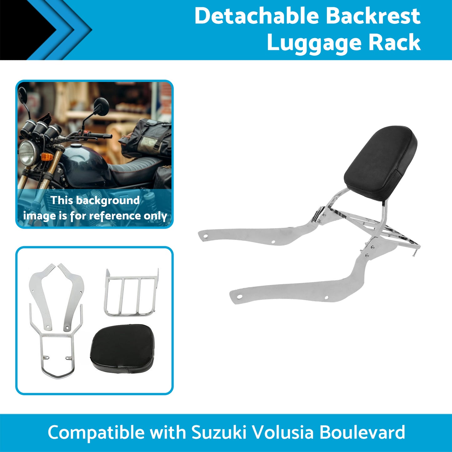 {{ Backrest Sissy Bar W Luggage Rack Suitable For Suzuki Boulevard C50 2005-2011 }} - Buy Car Parts Online at {{ Kaka Auto Parts }}.