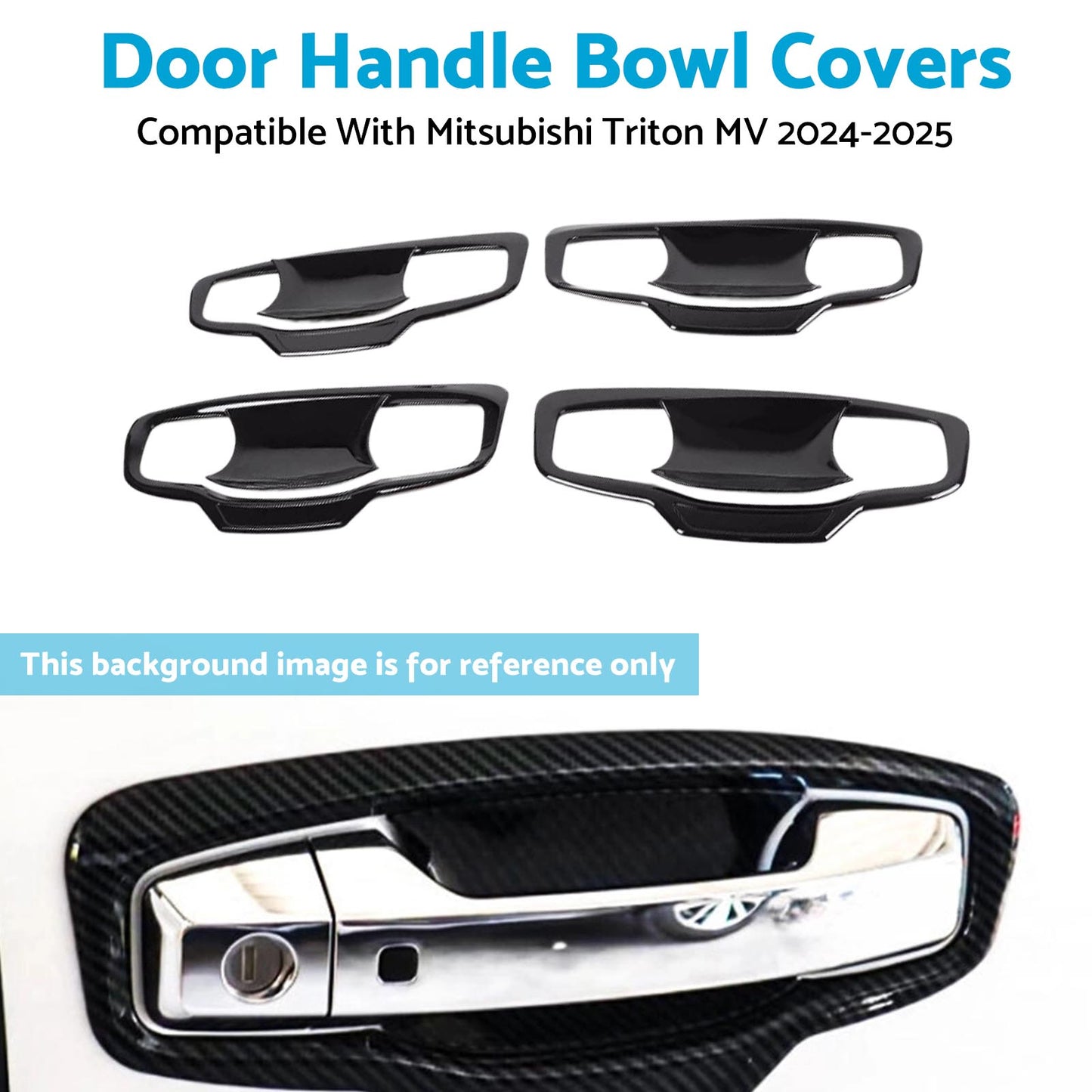 {{ Door Handle Bowl Cover Trim Gloss Black Suitable For Mitsubishi Triton MV 2024+ }} - Buy Car Parts Online at {{ Kaka Auto Parts }}.