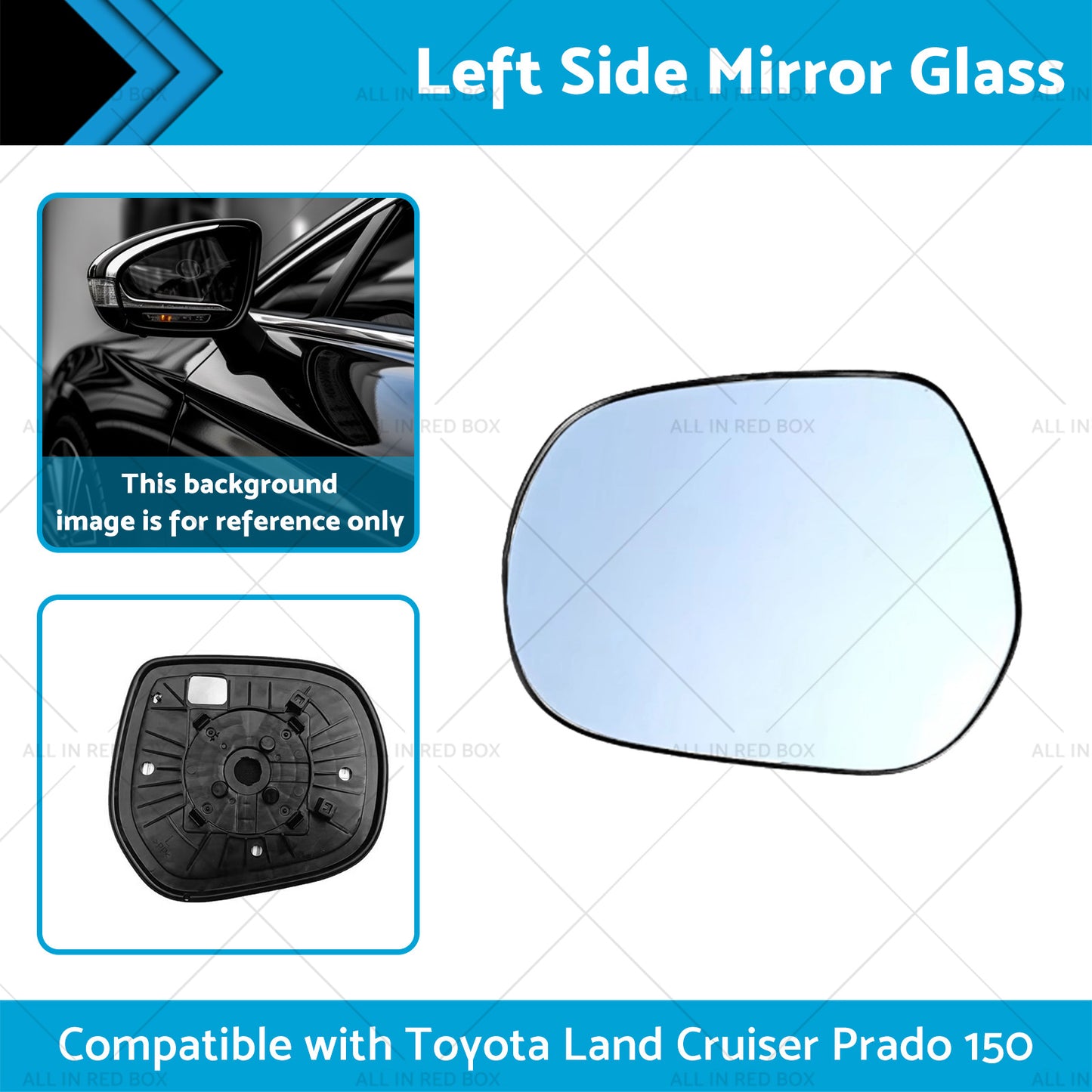{{ Left Side mirror glass with Plate Suitable for Toyota LandCruiser Prado 150 09- }} - Buy Car Parts Online at {{ Kaka Auto Parts }}.