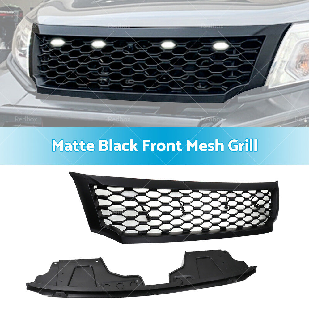 Black Bumper Bar Grille Mesh and LED Light Fits for Nissan NAVARA NP300 D23 15-20