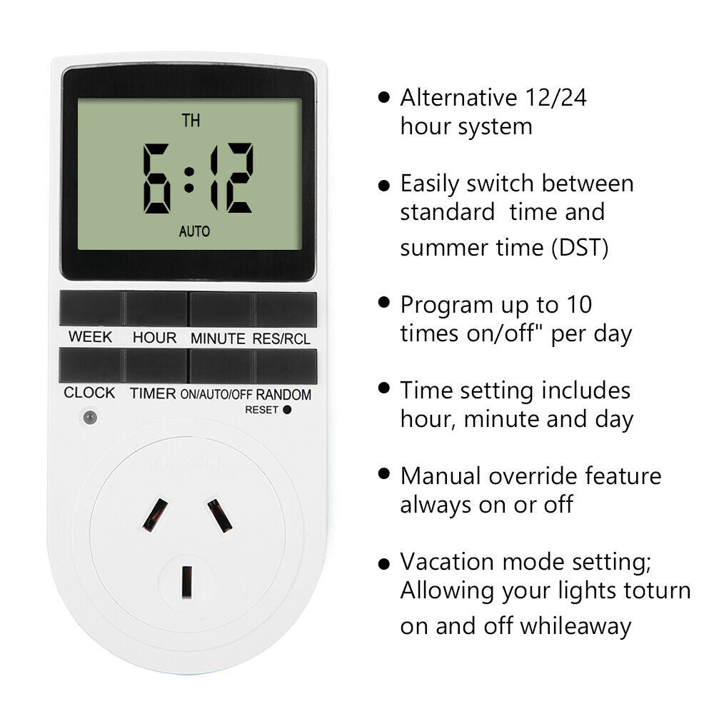 2Pcs 240V LCD Digital Timer Switch Automation Socket Electric Programmable Power