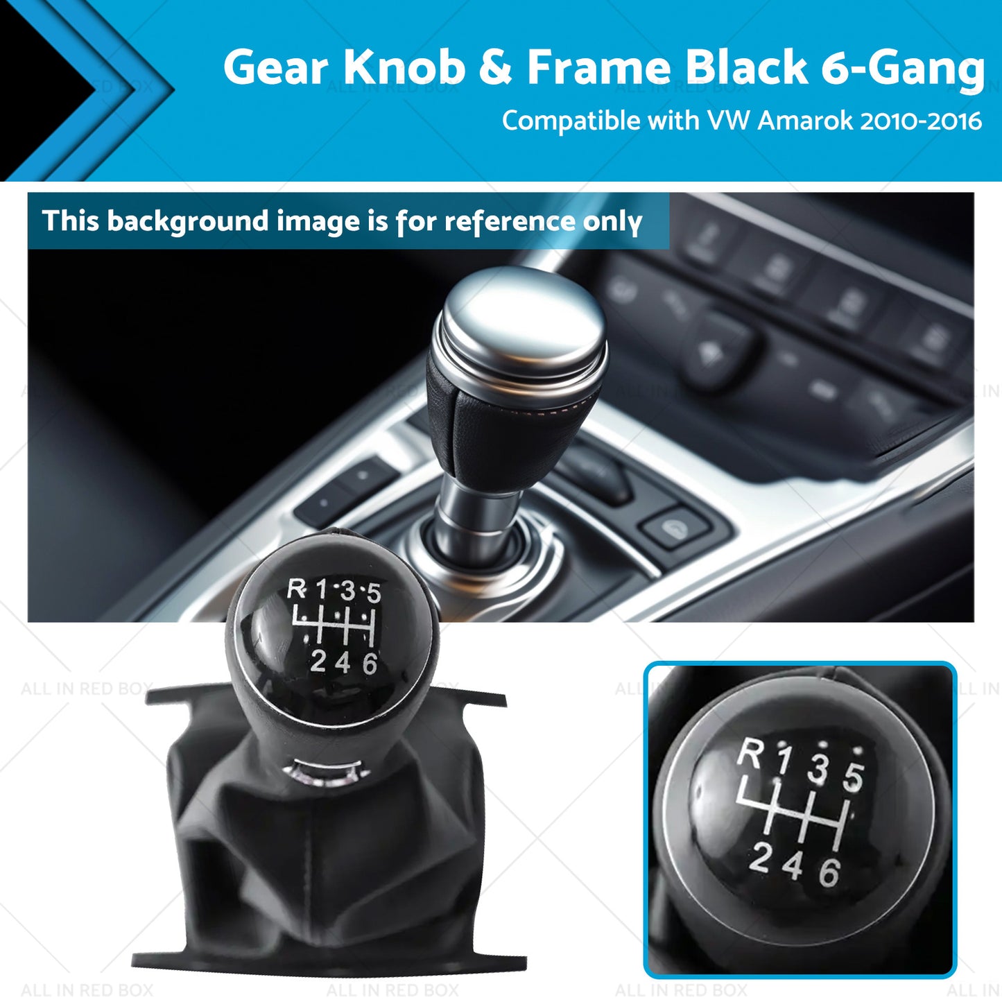 Gear Knob and Frame Black 6-Gang Suitable for VW Amarok 2010-2016