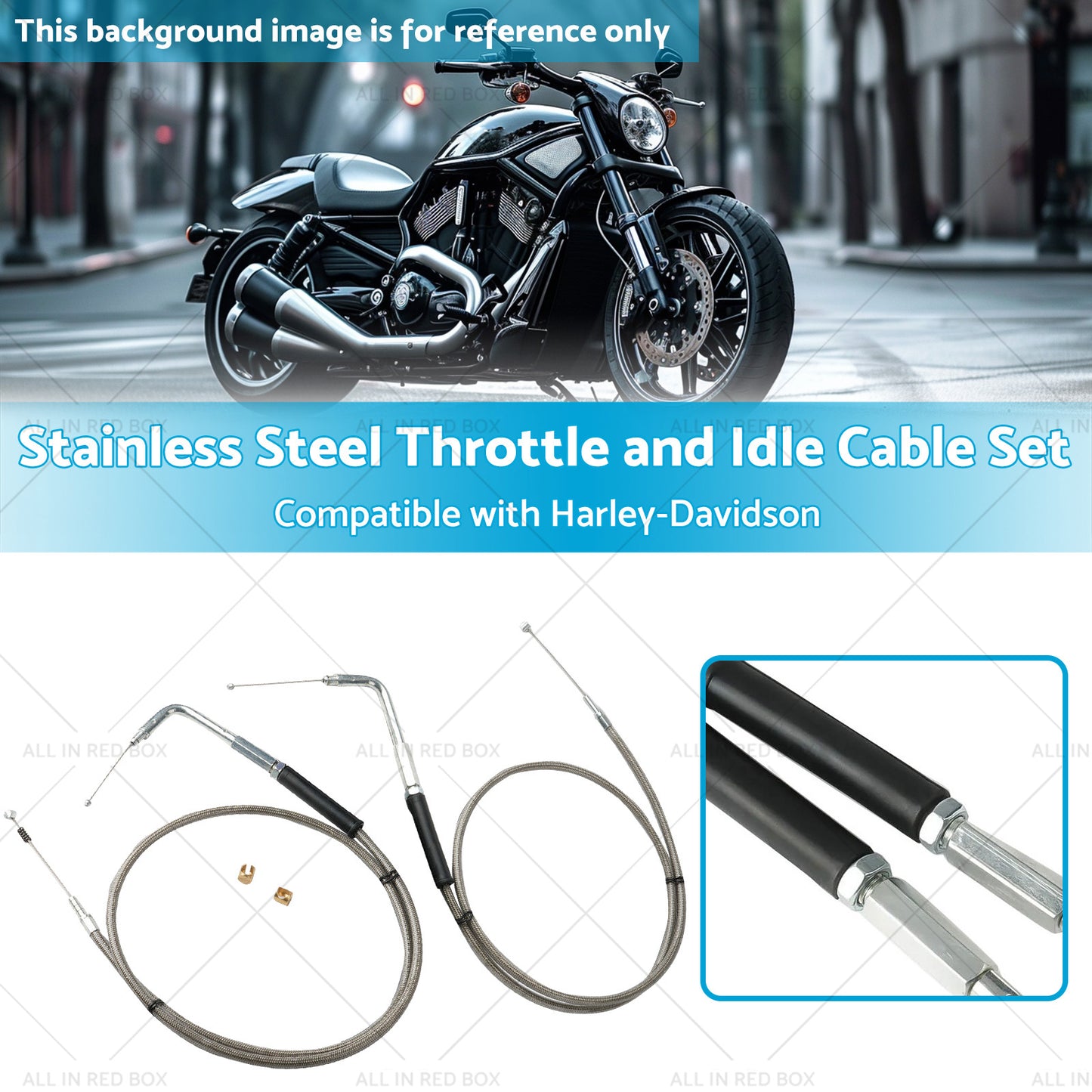 {{ Stainless Steel 56-1 2 Throttle and Idle Cable Set Suitable for Harley-Davidson }} - Buy Car Parts Online at {{ Kaka Auto Parts }}.
