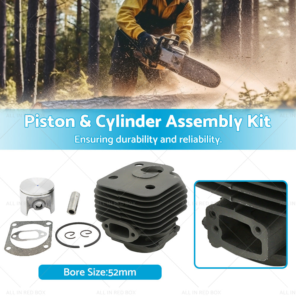 Piston and Cylinder Assembly Kit Suitable For Husqvarna 66 268 272 Chainsaw 52mm