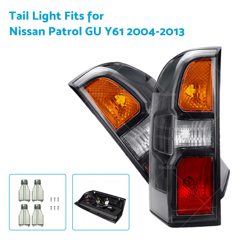 Pair Black Rear Lamp Tail Light Fit for Nissan Patrol GU Y61 Wagon 2004-2013
