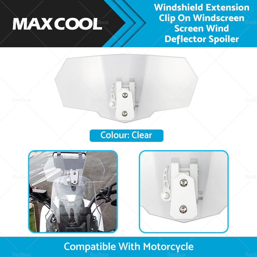 Motorcycle Windshield Extension Clip On Windscreen Screen Wind Deflector Spoiler