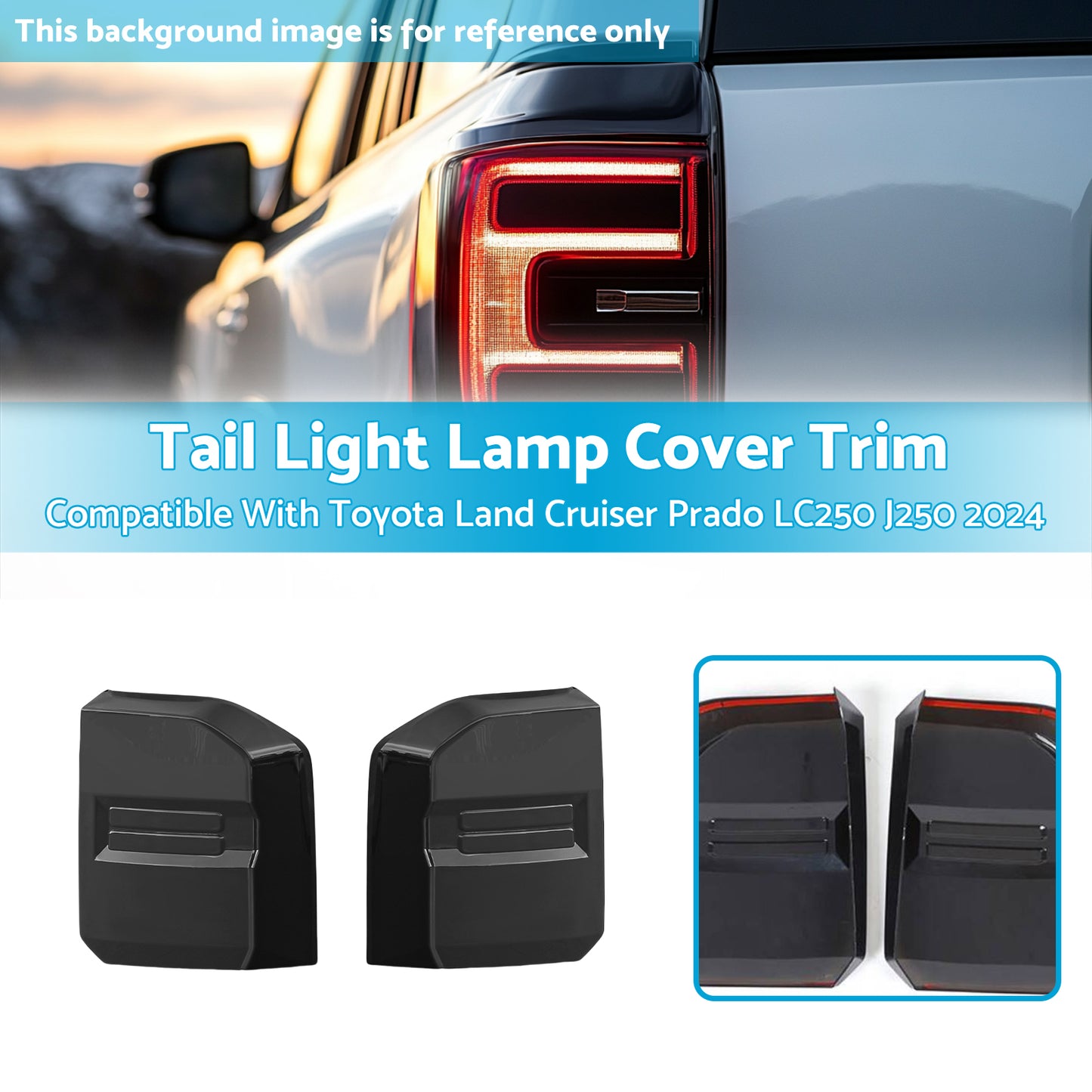 {{ 2X Tail Light Lamp Cover Trim Suitable For Toyota Land Cruiser Prado LC250 2024 }} - Buy Car Parts Online at {{ Kaka Auto Parts }}.
