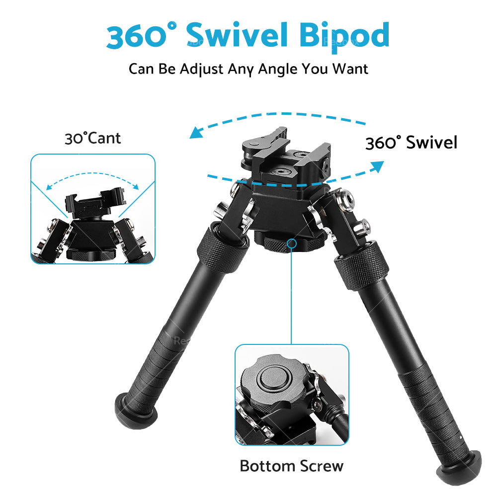 360° Swivel QD Tactical 6. 5 to9 Rail Pistol Hunting Shooting Rifle Bipod Mount