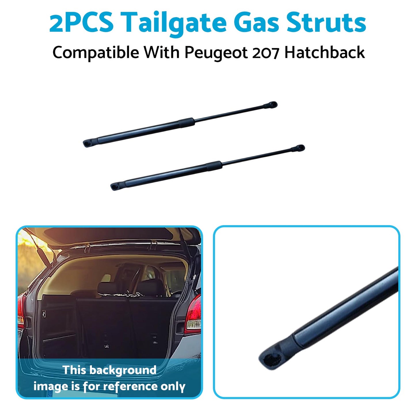 2PCS Tailgate Gas Struts Set Suitable For Peugeot 207 Hatchback 9659789480 Black