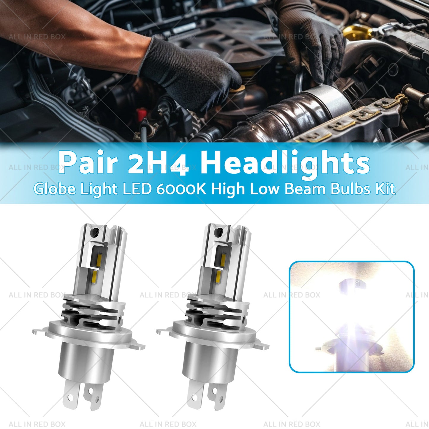 {{ 2x H4 Headlights Replacement Globe Light LED 6000K High Low Beam Bulbs Kit }} - Buy Car Parts Online at {{ Kaka Auto Parts }}.