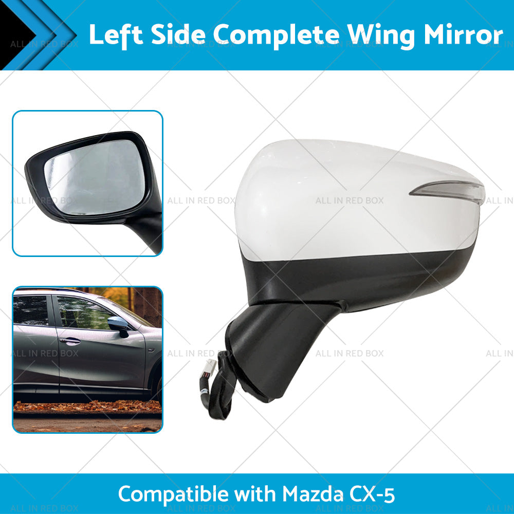 {{ LH Door Wing Mirror Suitable for Mazda CX-5 2015-2016 No BlindSpot 8 Wires White }} - Buy Car Parts Online at {{ Kaka Auto Parts }}.