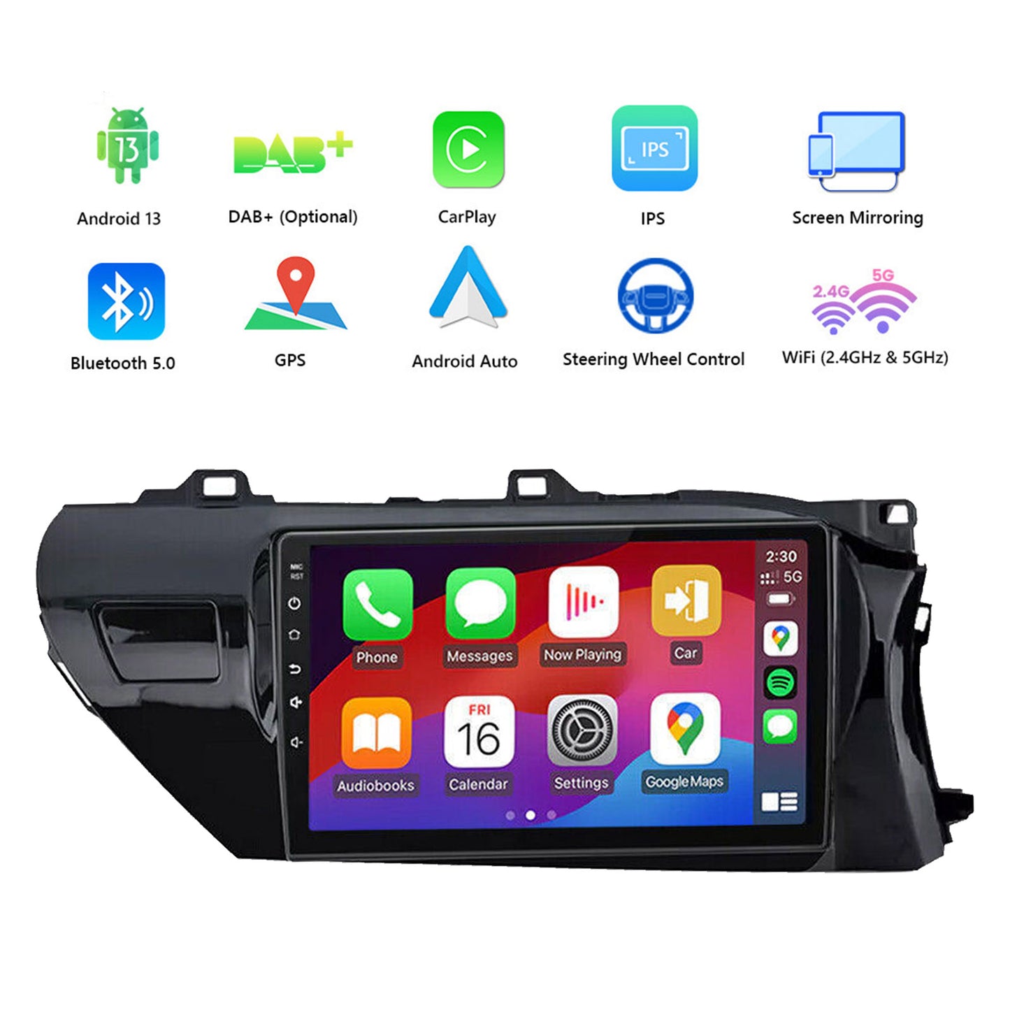 Carplay Android Auto Camera Navi Head Unit Suitable for Toyota Hilux 2015-2022 With Apple Carplay Android Auto
