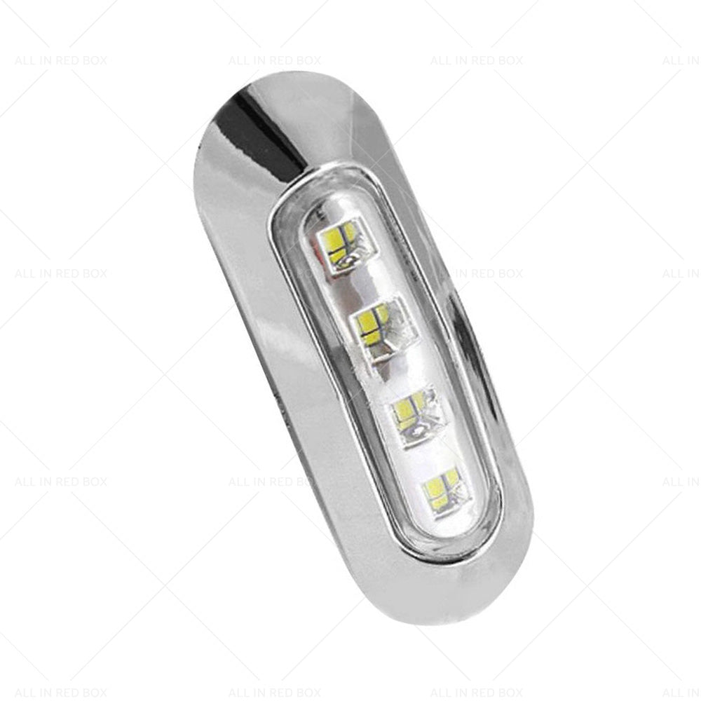 {{ 10X White 4 LED Side Marker Lamp Clearance Light Truck Trailer Lorry Chrome Lamp }} - Buy Car Parts Online at {{ Kaka Auto Parts }}.