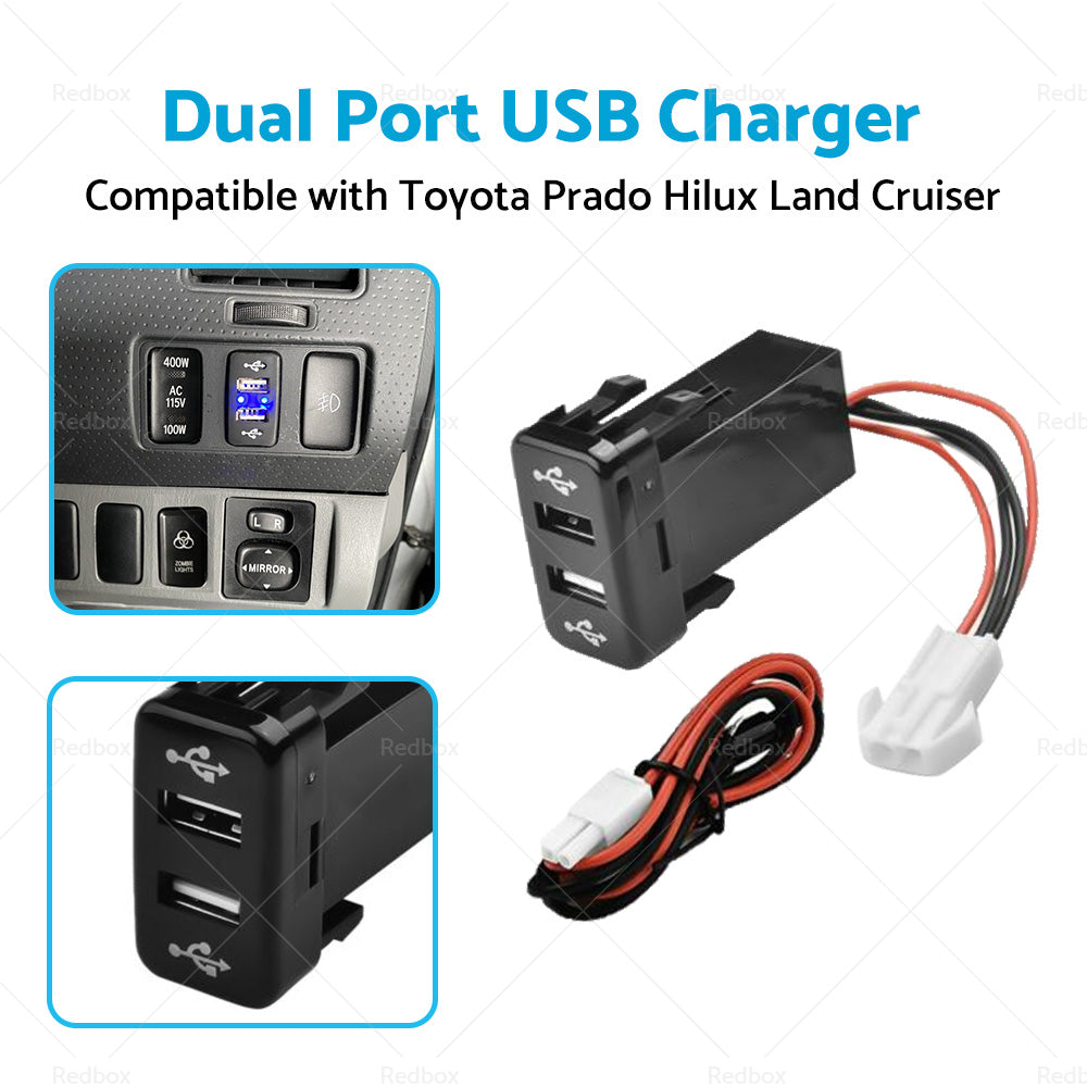{{ Dual USB Socket Audio Charger Suitable For Toyota Hilux Prado Land Cruiser }} - Buy Car Parts Online at {{ Kaka Auto Parts }}.