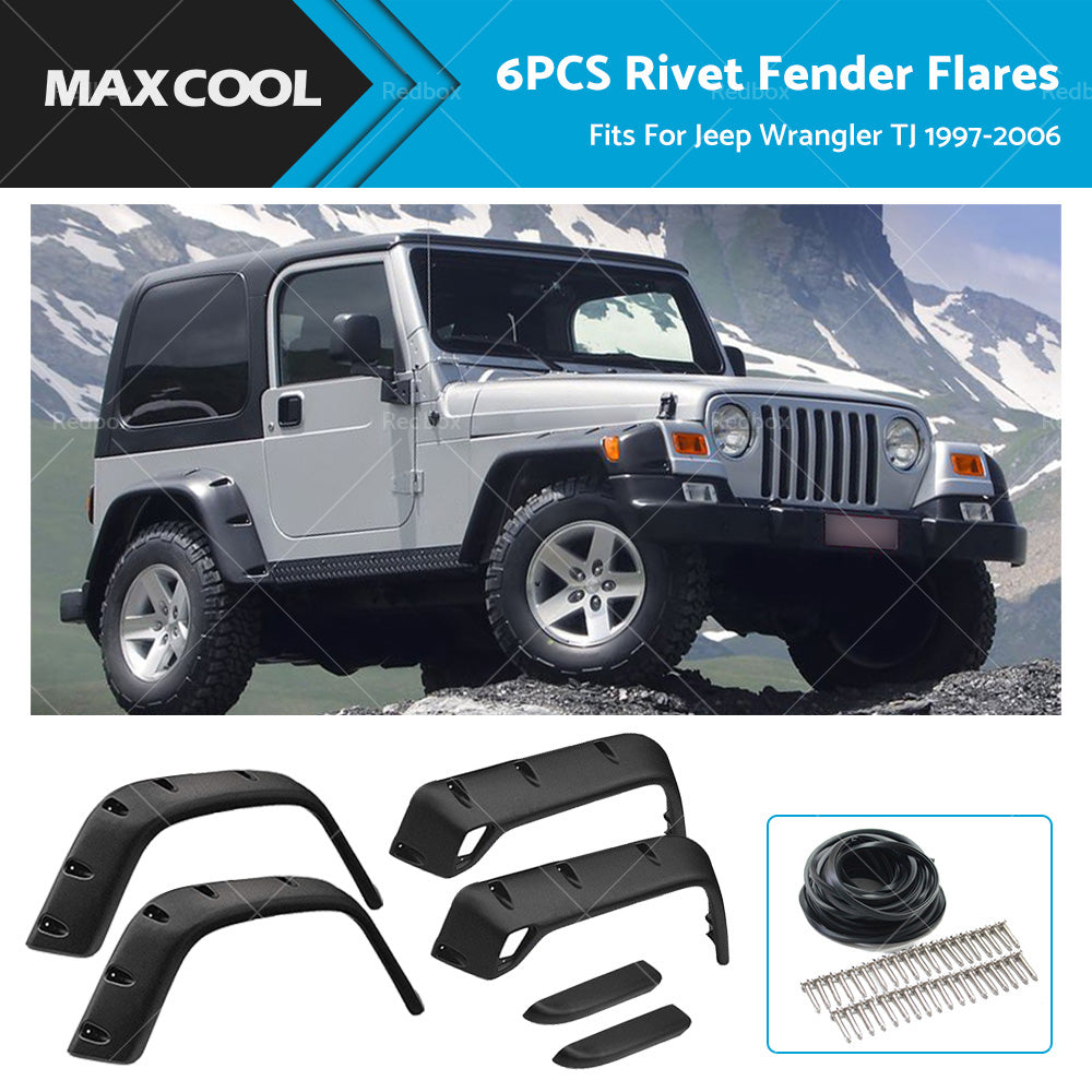 For Jeep Wrangler TJ 97-06 Pocket Style Matte Black Fender Flares Jungle Guard