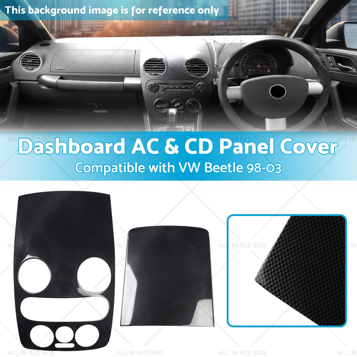 {{ Carbon Style Center Dashboard AC and CD Panel Cover Suitable For VW Beetle 98-03 }} - Buy Car Parts Online at {{ Kaka Auto Parts }}.
