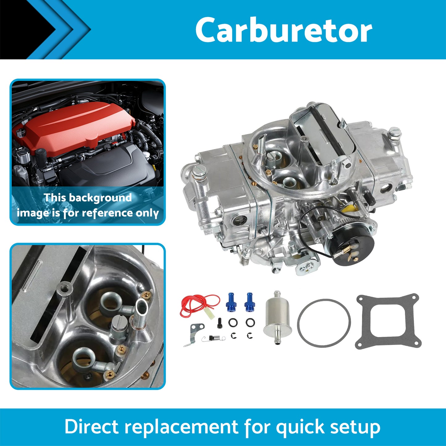 {{ Suitable For 4 Barrel 650 CFM Double-Pumper Carburetor Electric Choke BR-67255 }} - Buy Car Parts Online at {{ Kaka Auto Parts }}.