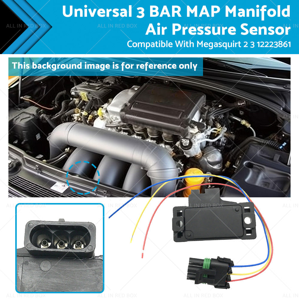 {{ Universal 3BAR MAP Manifold Air Pressure Sensor Suitable For Megasquirt 12223861 }} - Buy Car Parts Online at {{ Kaka Auto Parts }}.
