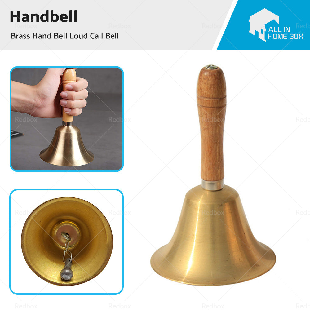 Brass Hand Bell Loud Call Bell Handbell Desk Ringbell for Wedding Festival