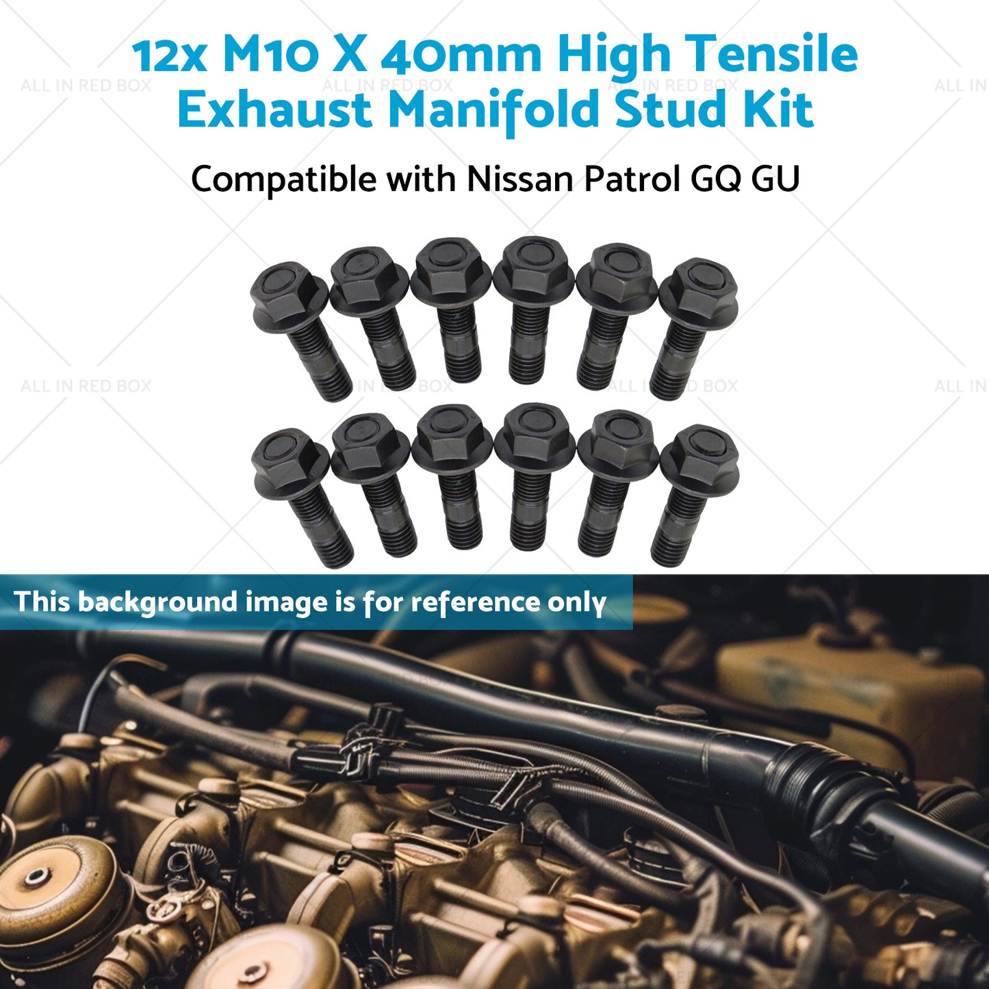 {{ M10 X 40mm 12x High Tensile Exhaust Manifold Stud Kit Suitable for TD42 GQ GU }} - Buy Car Parts Online at {{ Kaka Auto Parts }}.