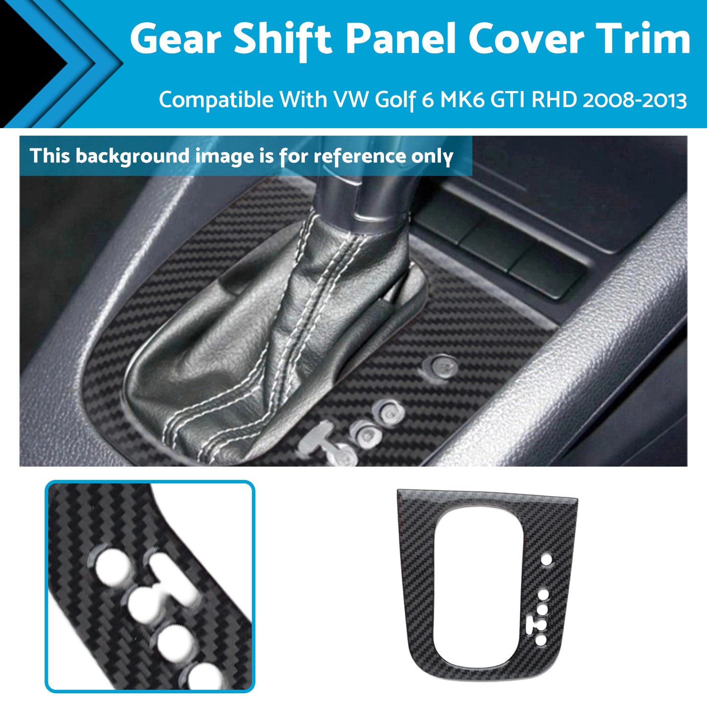{{ Carbon Gear Shift Panel Cover Trim Suitable For VW Golf 6 MK6 GTI RHD 2008-2013 }} - Buy Car Parts Online at {{ Kaka Auto Parts }}.