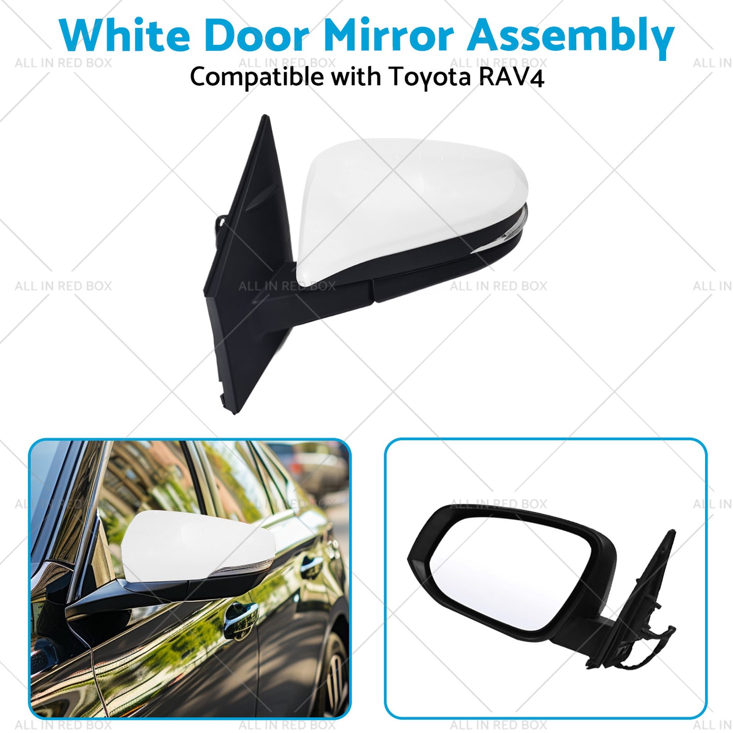 {{ Left Side White Door Mirror Suitable for Toyota RAV4 2013 - 2018 5-wire }} - Buy Car Parts Online at {{ Kaka Auto Parts }}.