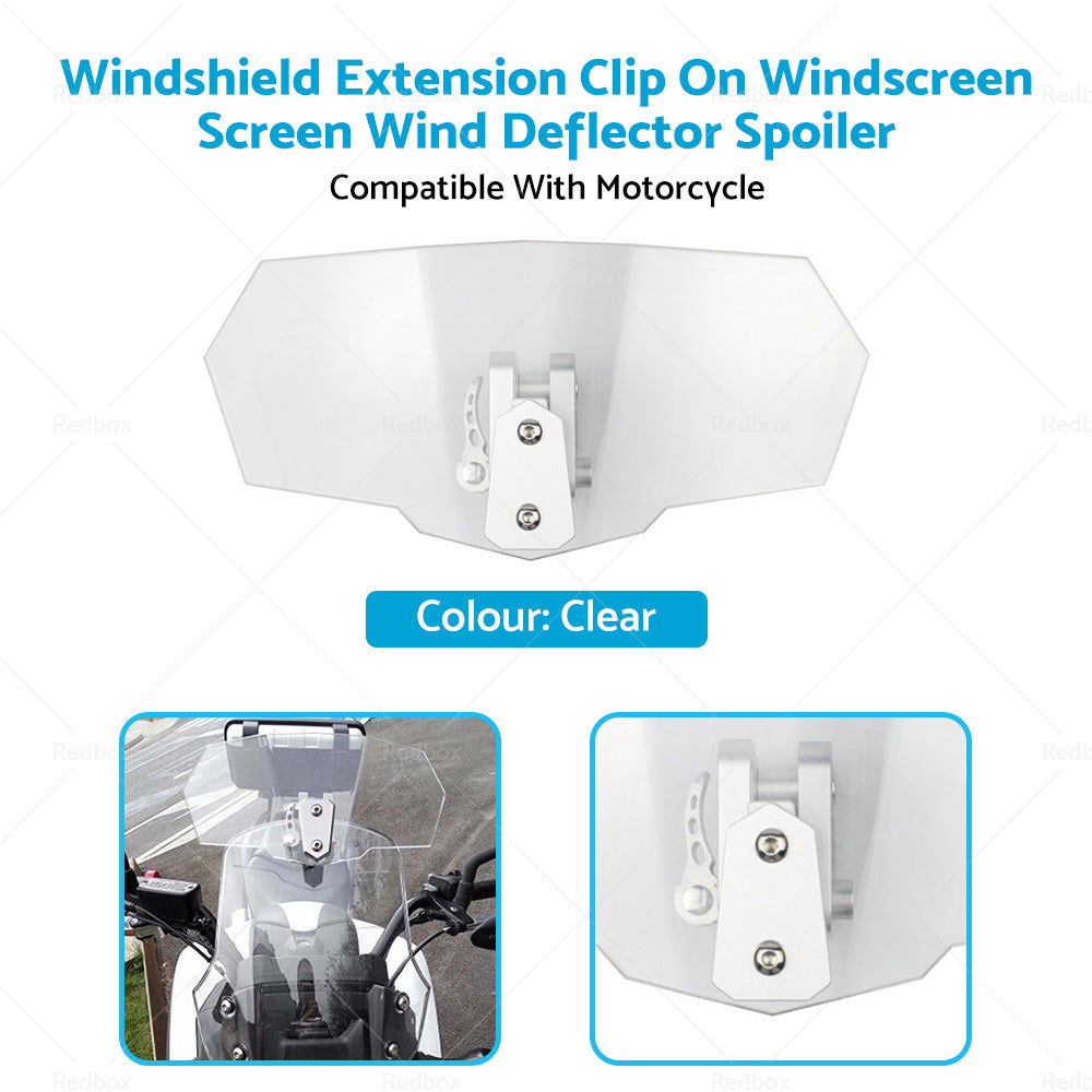 Motorcycle Windshield Extension Clip On Windscreen Screen Wind Deflector Spoiler