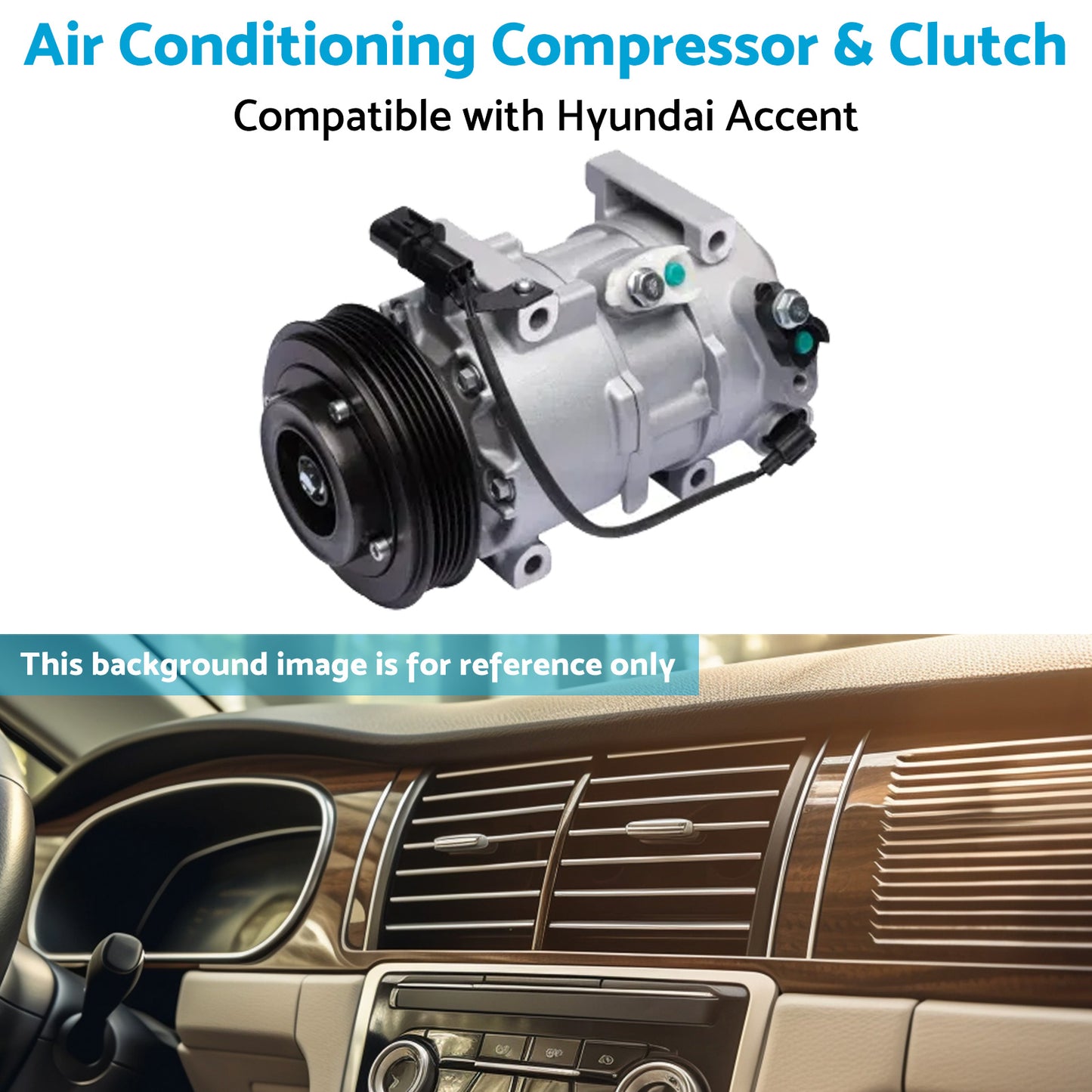 {{ Air Conditioning Compressor and Clutch Suitable for Hyundai Accent 14-19 1. 4L }} - Buy Car Parts Online at {{ Kaka Auto Parts }}.