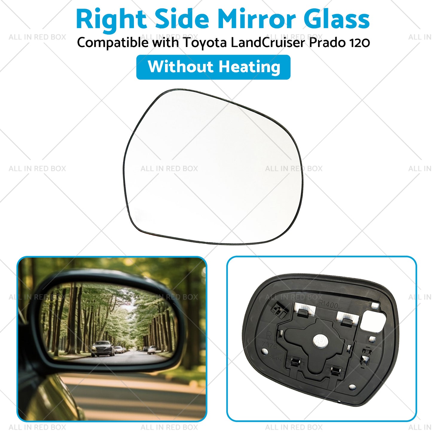 {{ Right Mirror Glass Suitable for Toyota LandCruiser Prado 120 03-09 NO Heated RH }} - Buy Car Parts Online at {{ Kaka Auto Parts }}.
