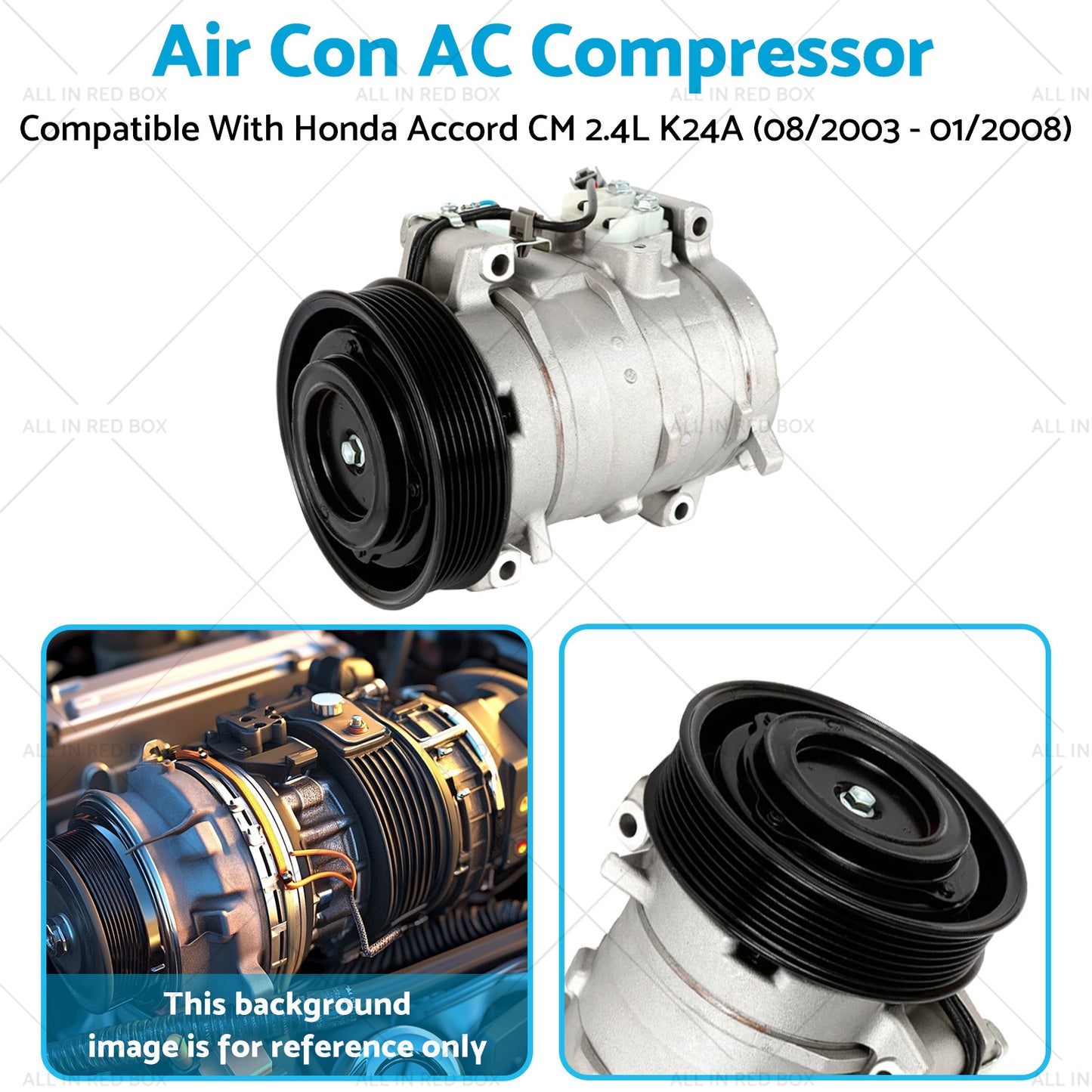 {{ Air Con AC Compressor Suitable for Honda Accord CM 2.4L K24A (08/2003 - 01/2008) }} - Buy Car Parts Online at {{ Kaka Auto Parts }}.
