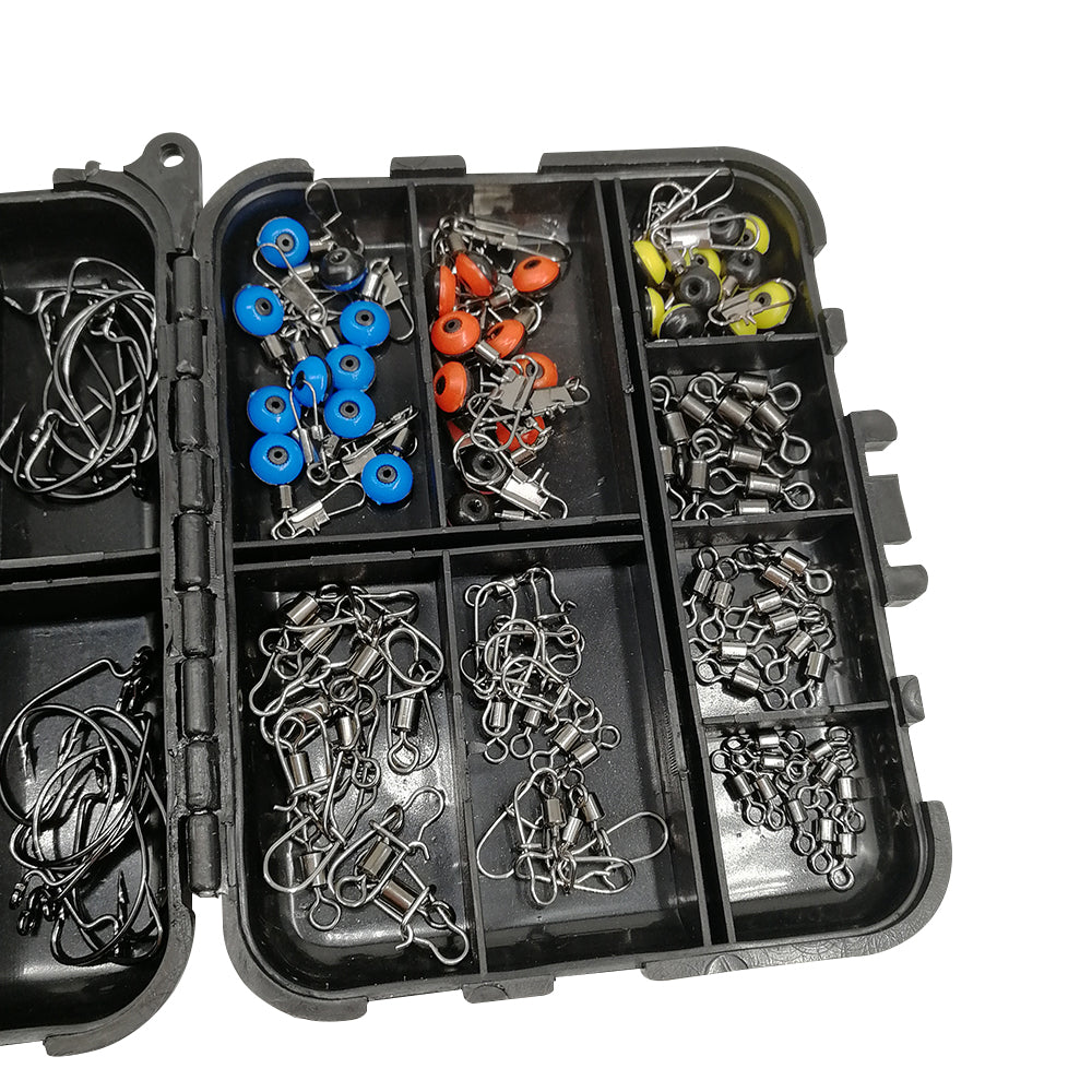 177Pcs Pro Fishing Accessories Kit w or Tackle Box For Outdoor Swivels Hook Beads