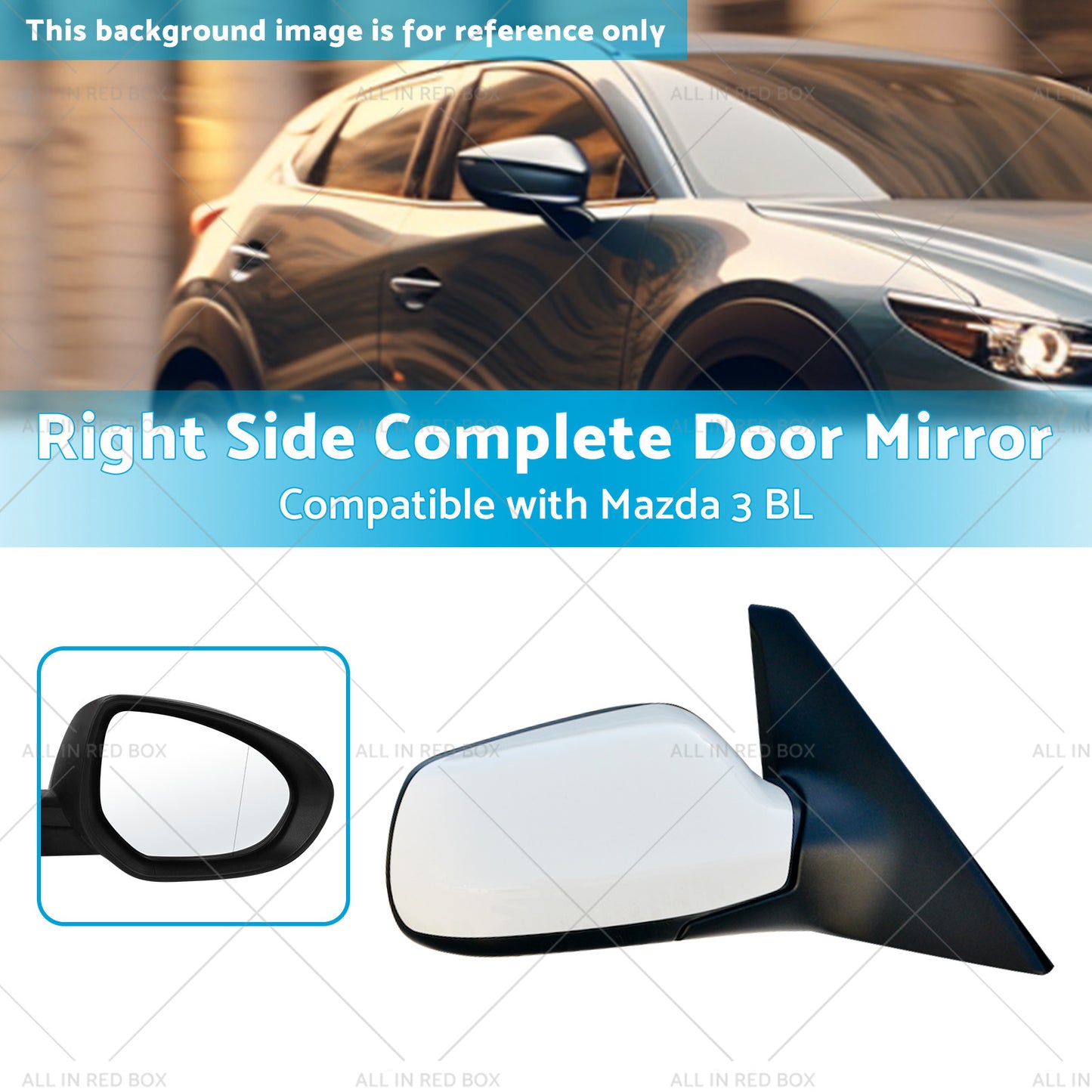 {{ Right Door Mirror Suitable for Mazda 3 BL 2009-2013 NO Indicator White }} - Buy Car Parts Online at {{ Kaka Auto Parts }}.