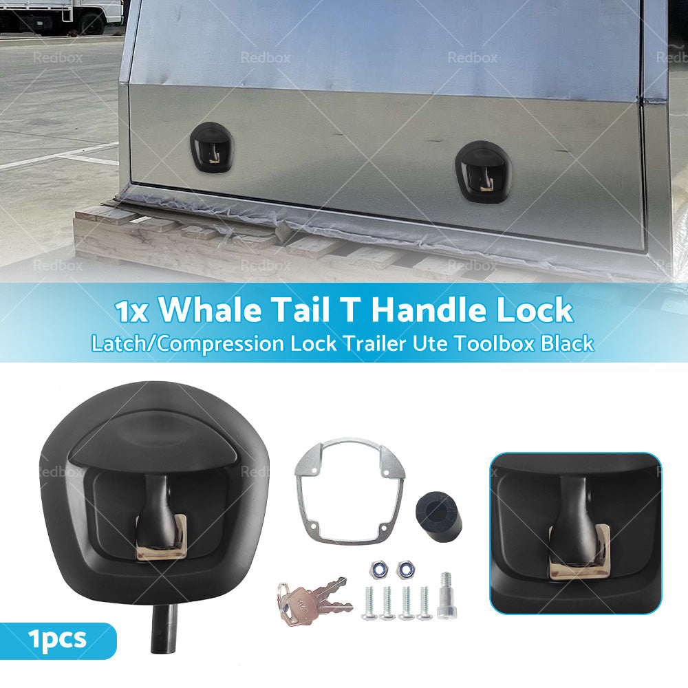 1x Black Recessed Folding T Lock or Handle Trailer Toolbox Drop T Whale Tail