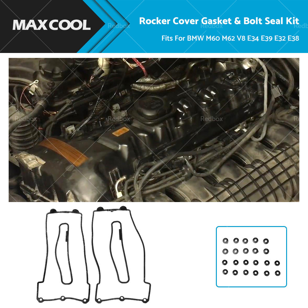 Rocker Cover Gasket and Bolt Seal Kit Fit For BMW M60 M62 V8 E34 E39 E32 E38