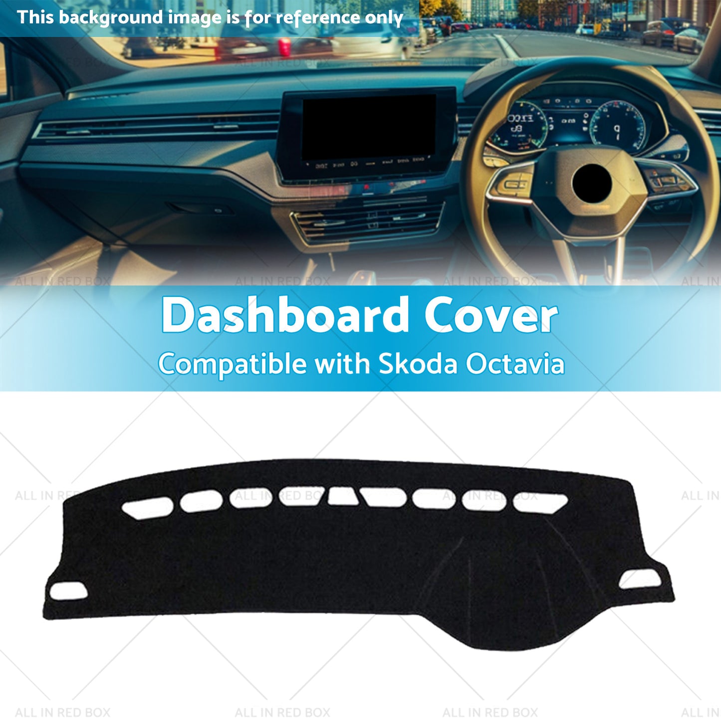 {{ Black Non-Slip Dash Mat Suitable For Skoda Octavia Mk3 2013-2020 Dashboard Cover }} - Buy Car Parts Online at {{ Kaka Auto Parts }}.