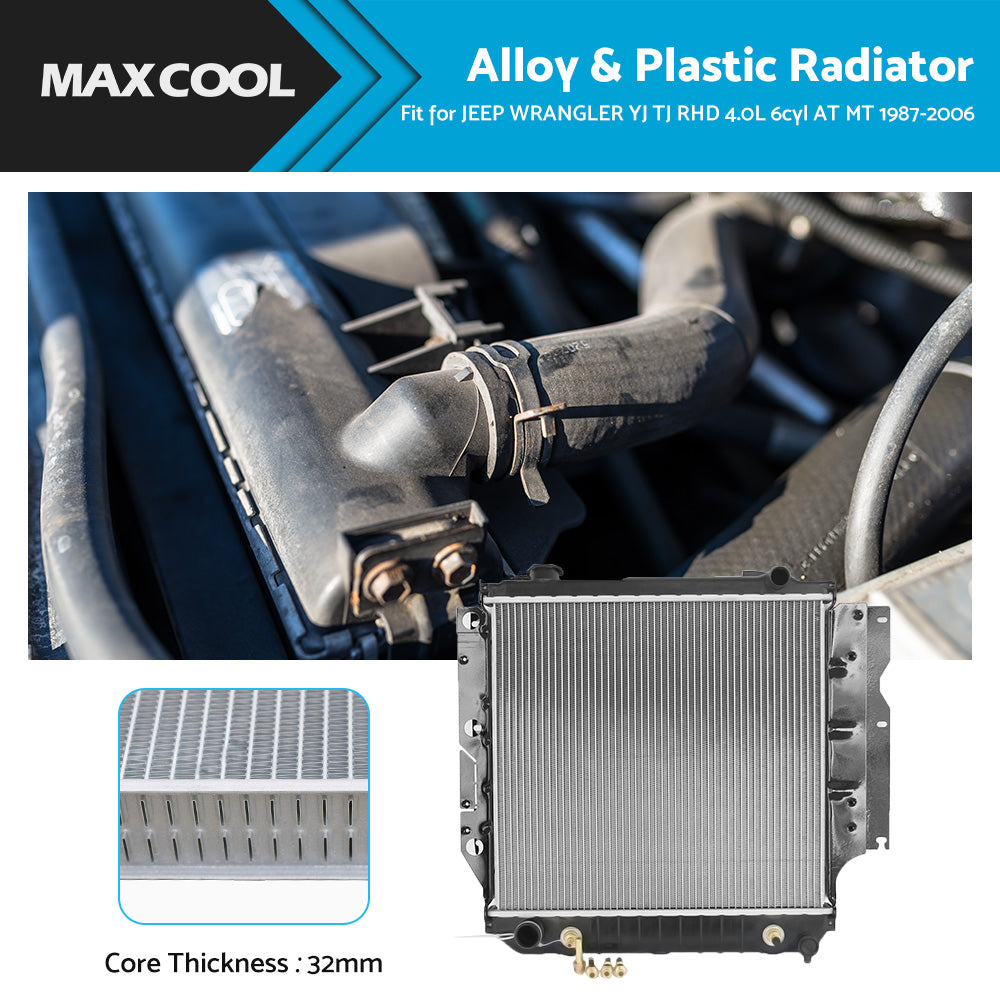 32MM HEAVY DUTY RADIATOR FIT JEEP WRANGLER YJ TJ RHD 4. 0L 6cyl AT MT 1987-2006?