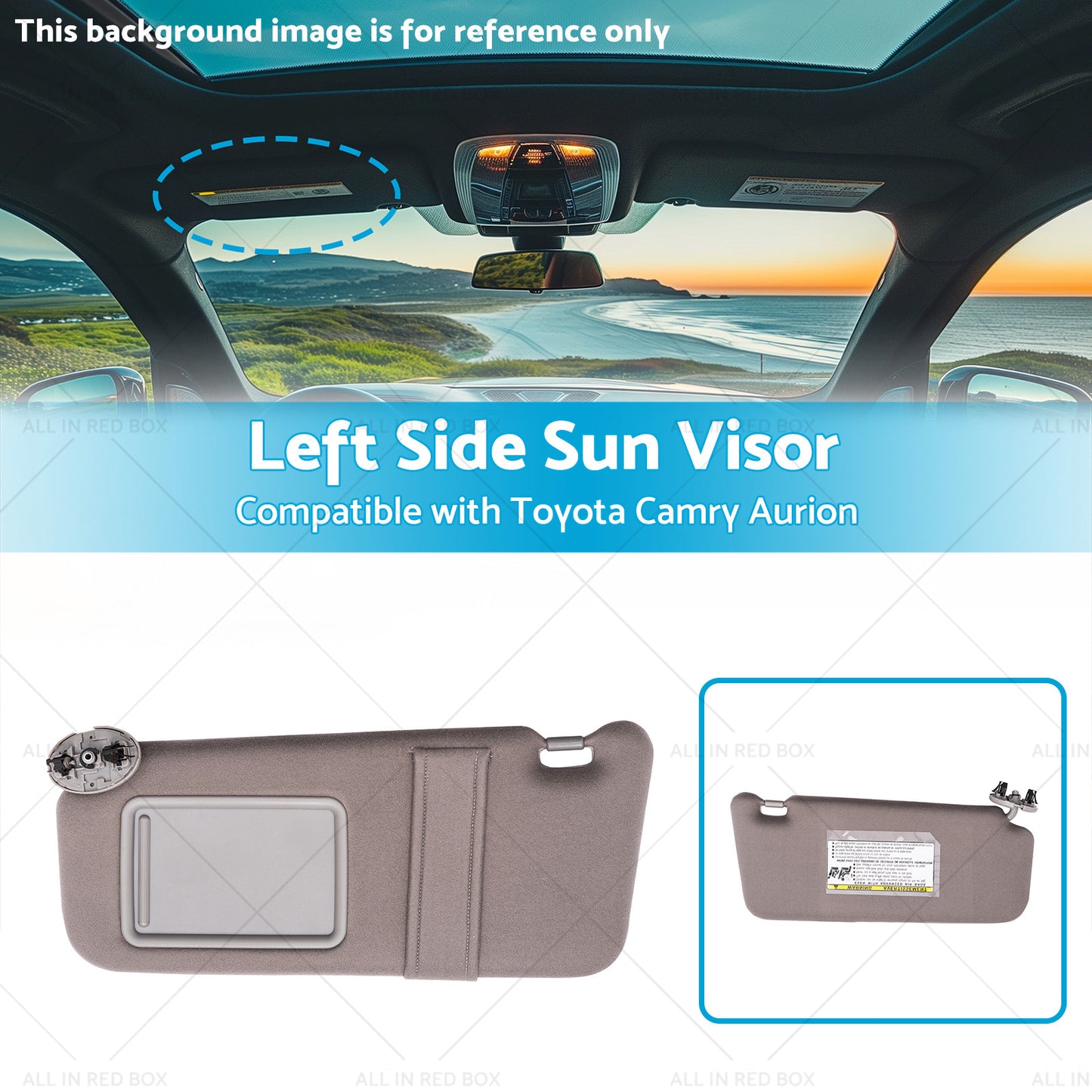 {{ 7432006780B0 Left Side Sun Visor Gray Suitable for Toyota Camry Aurion 07-11 }} - Buy Car Parts Online at {{ Kaka Auto Parts }}.