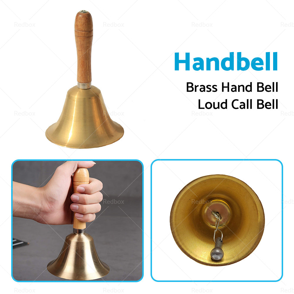 Brass Hand Bell Loud Call Bell Handbell Desk Ringbell for Wedding Festival