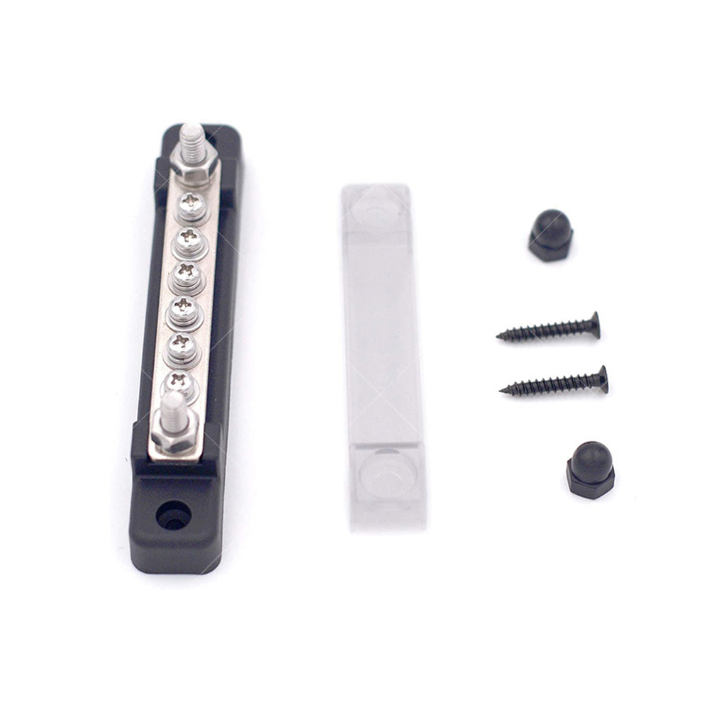 1 Red and 1 black Bus Bar Power Distribution Terminal Block 6 Way 12V 150A Rated