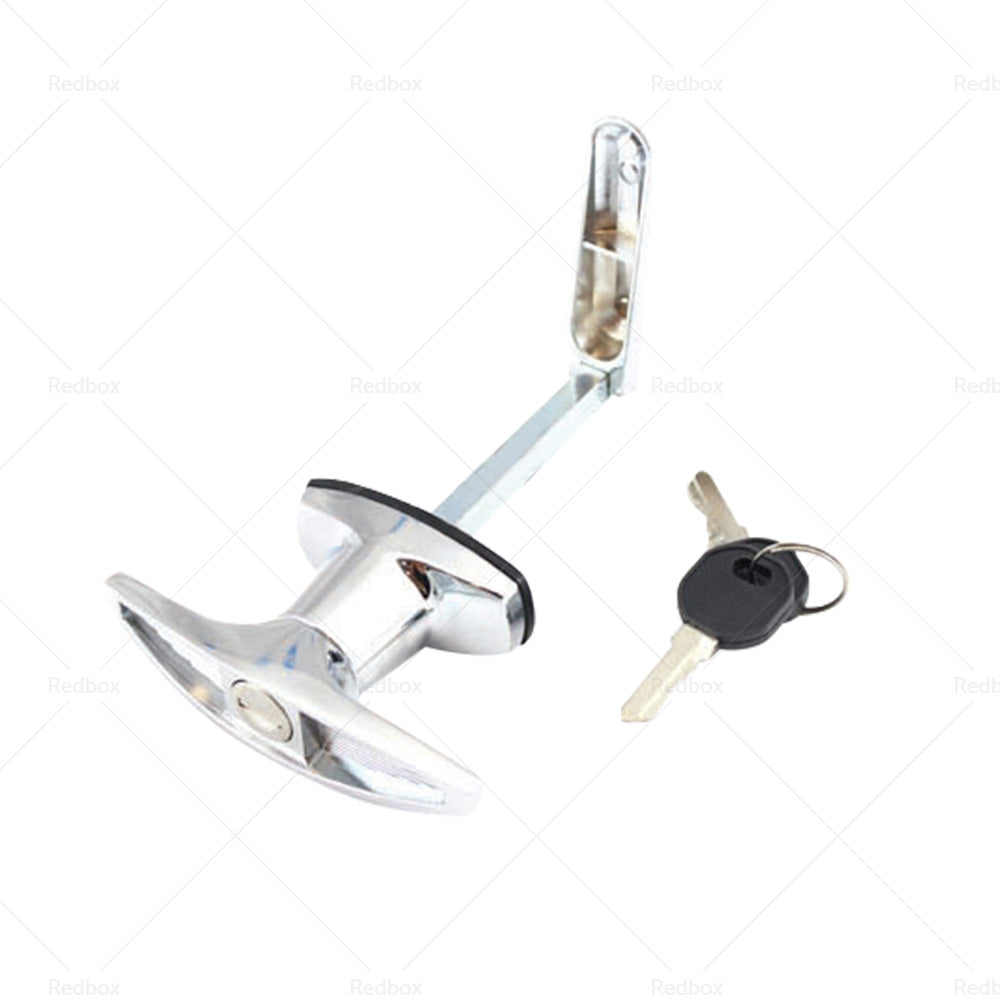 2 Set Chrome Rear Fixing T Handle Lock W or Key For Trailer Caravan Canopy Toolbox