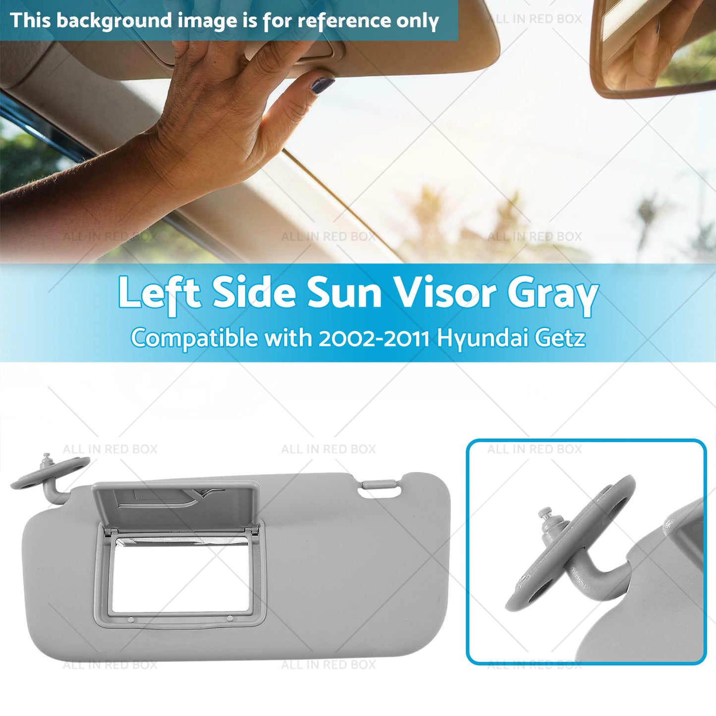 Front Left Side Sun Visor Sunvisor Sunshade For Hyundai Getz Click 02-11 Gray