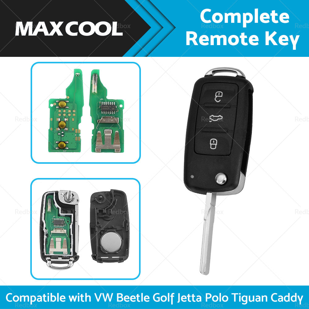 Complete Remote Key 433Mhz Suitable For VW Beetle Golf Jetta Polo Tiguan Caddy