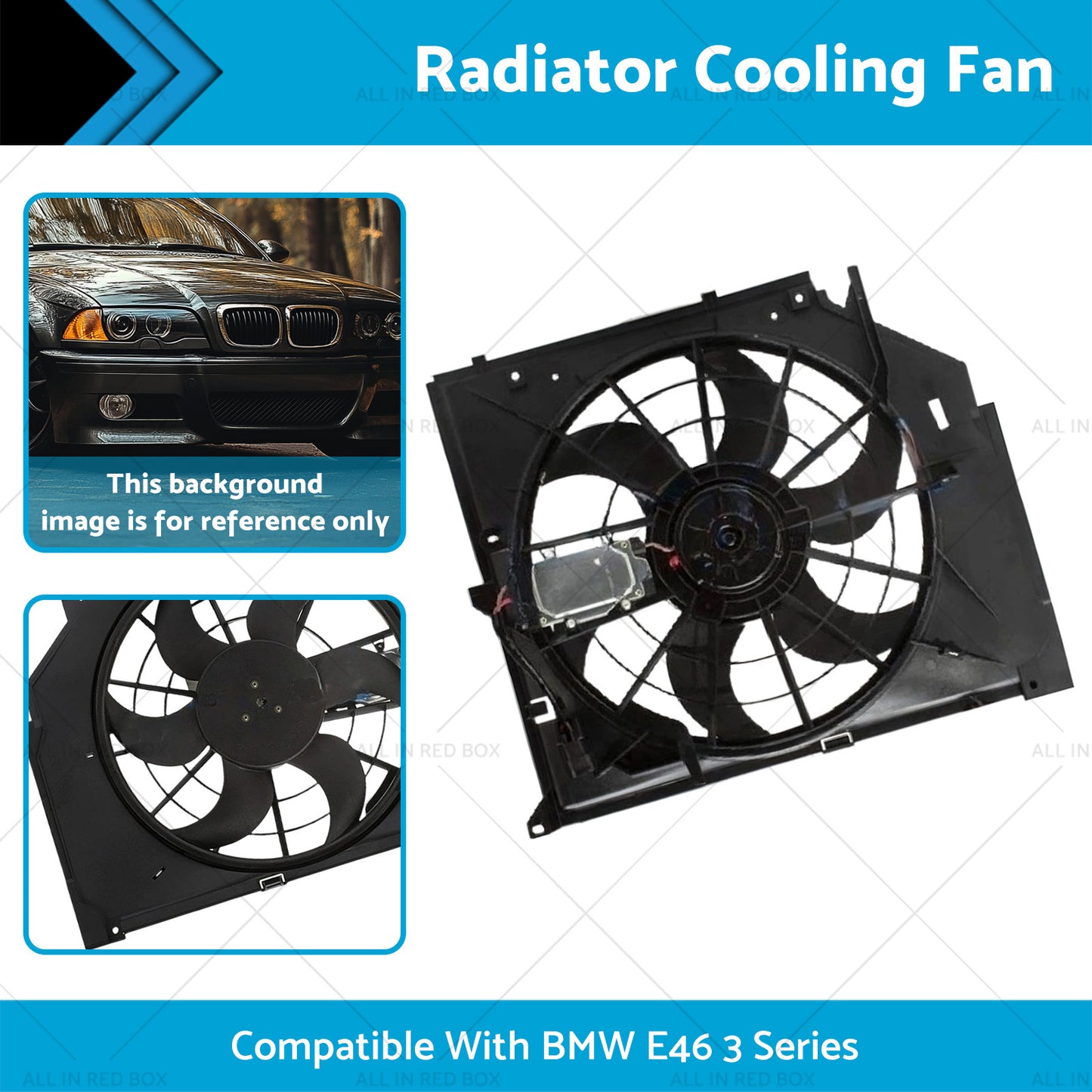 {{ Radiator Cooling Fan Suitable for BMW E46 with control mod and brush motor }} - Buy Car Parts Online at {{ Kaka Auto Parts }}.