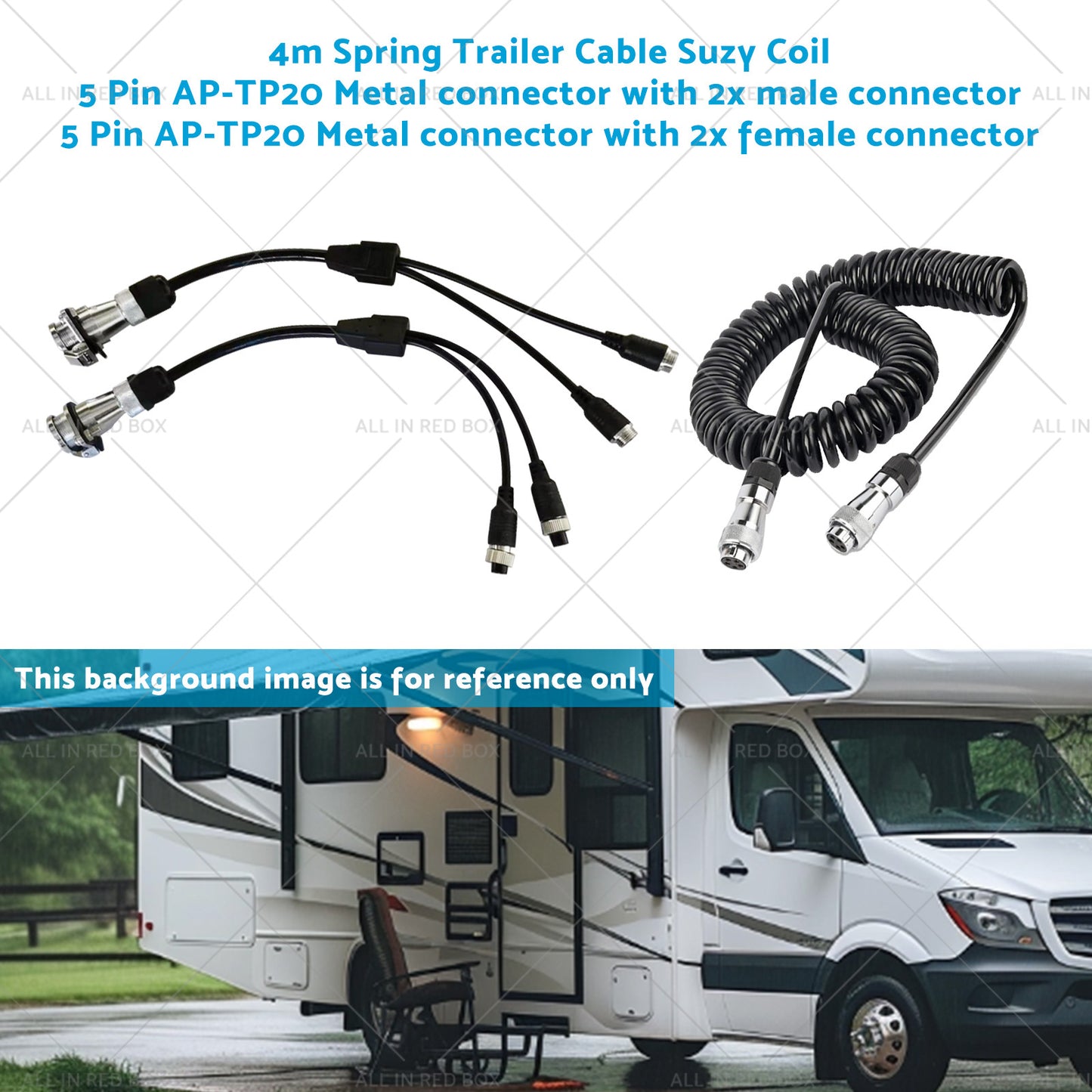 {{ Suitable For Caravan Truck Suzy Coil 2x 5pin Connector 4m to 4pin Towing Spring }} - Buy Car Parts Online at {{ Kaka Auto Parts }}.