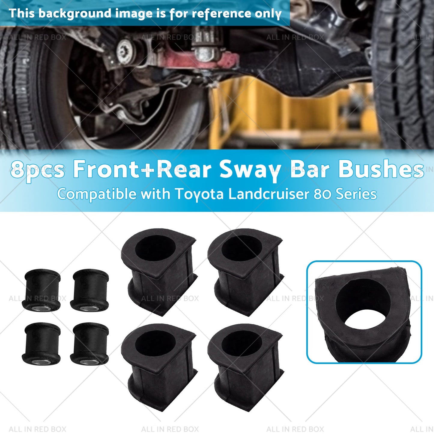 {{ 8x FrontRear Sway Bar Bushes Suitable for Toyota Landcruiser 80 Series 93-97 }} - Buy Car Parts Online at {{ Kaka Auto Parts }}.