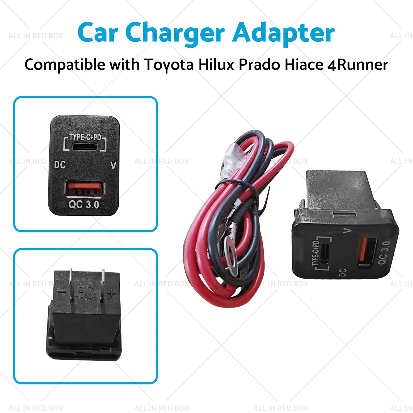 {{ TYPE C VOLT QC 3. 0 USB CHARGER Suitable for Toyota Hilux Prado BLUE LED 12v }} - Buy Car Parts Online at {{ Kaka Auto Parts }}.