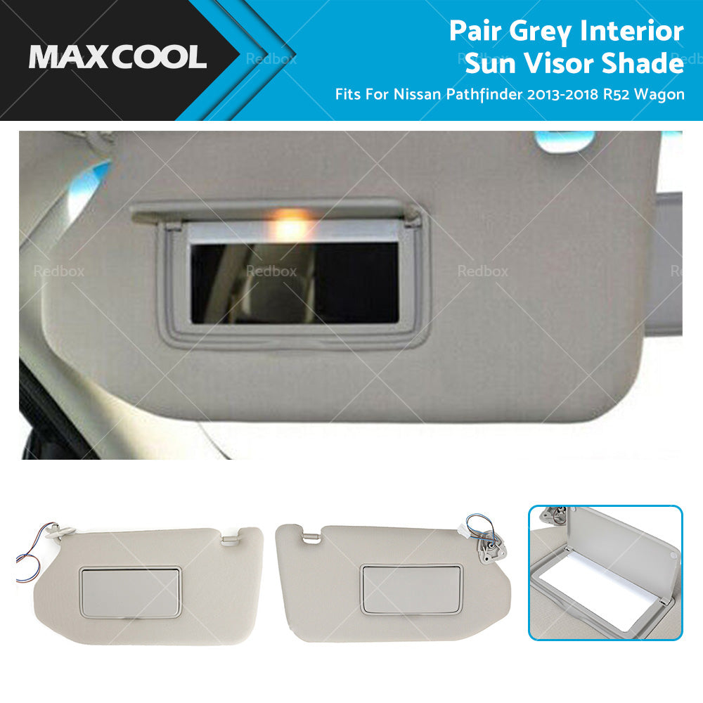 RH LH Interior Sun Visor Shade Grey Fits For Nissan Pathfinder 13-18 R52 Wagon