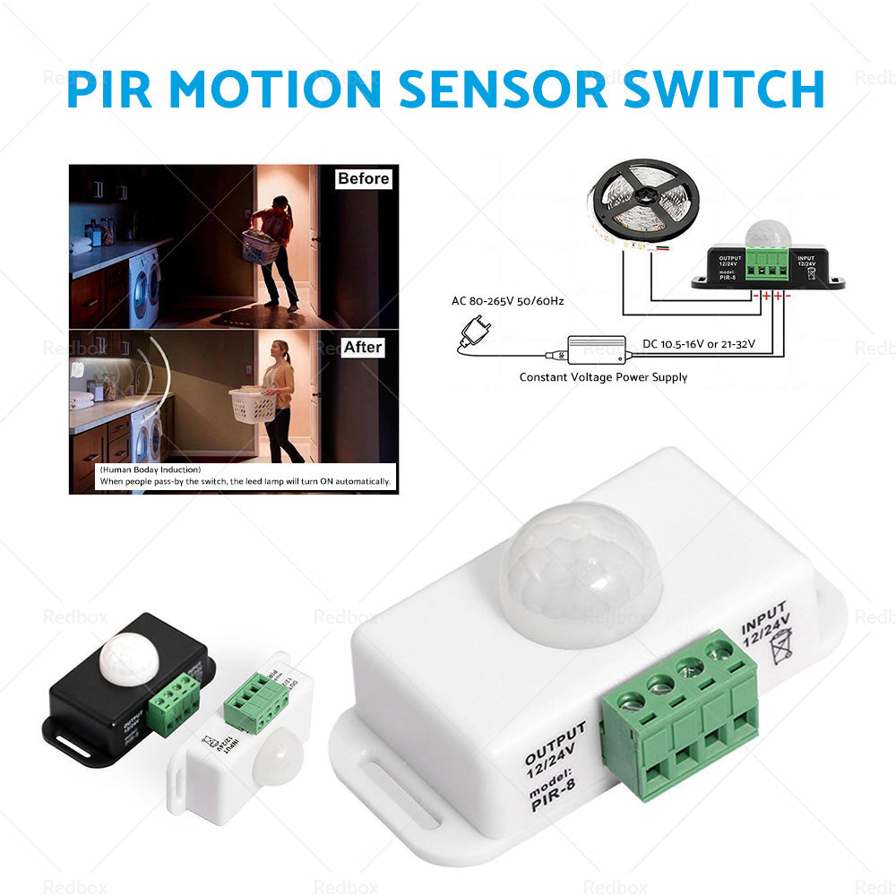 {{ 8m Body Infrared PIR Motion Sensor Switch For LED Light Strip Automatic 12V 24V }} - Buy Car Parts Online at {{ Kaka Auto Parts }}.