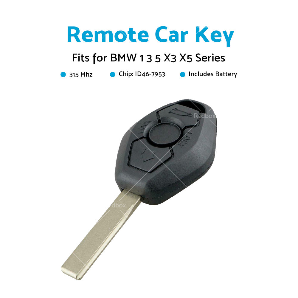 315MHz Remote Car Key w or Chip ID46-7953 For BMW 3 5 Series X3 X5 CAS2 3 Buttons
